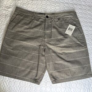NWT sz 36 Mens Hurley Heather Grey Stripe Porter Walking Shorts 9" Inseam